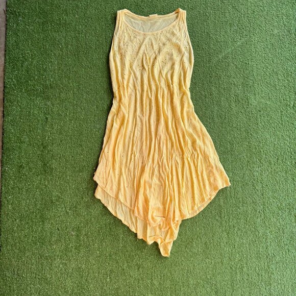 Boho Yellow Embroidered Handkerchief Hem Dress - Picture 5 of 5